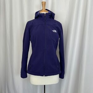 THE NORTH FACE PURPLE ZIP FRONT HOODED JACKET - SIZE MEDIUM